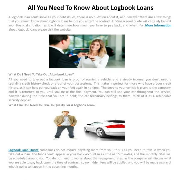 All You Need To Know About Logbook Loans