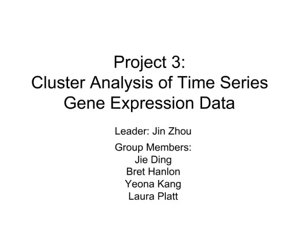 Project 3: Cluster Analysis of Time Series Gene Expression Data