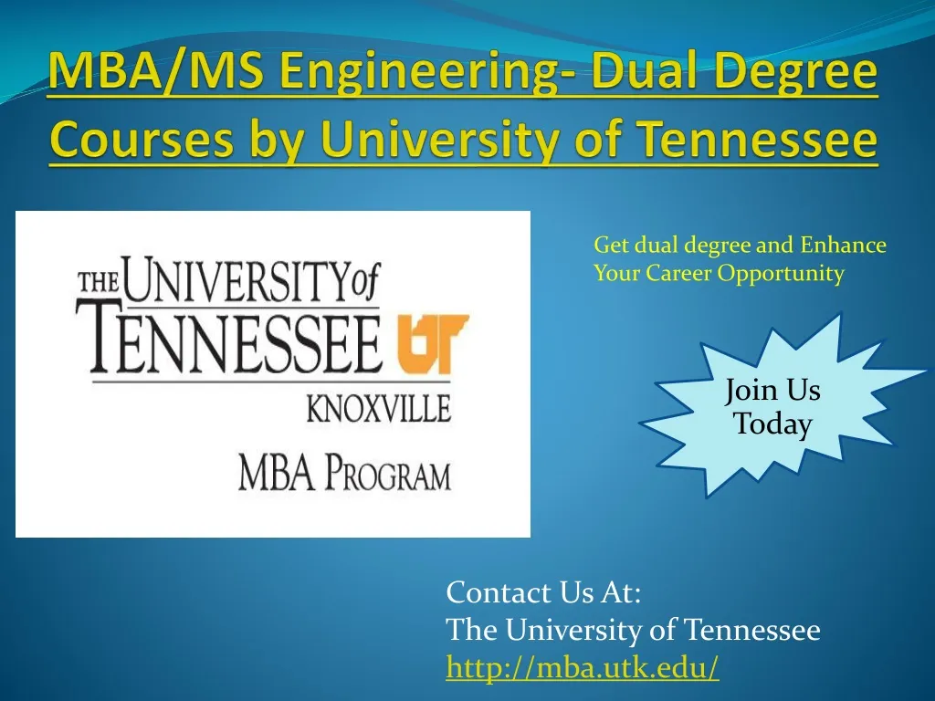 mba ms engineering dual degree courses by university of tennessee