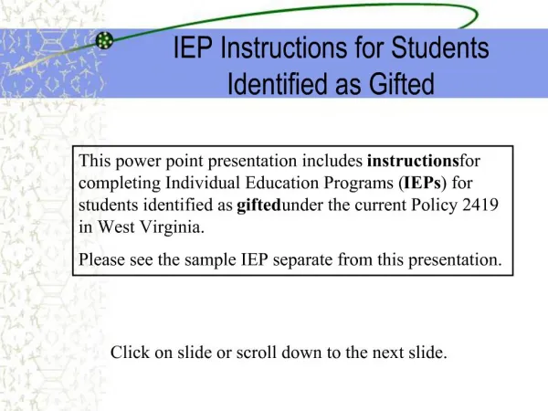 IEP Instructions for Students Identified as Gifted