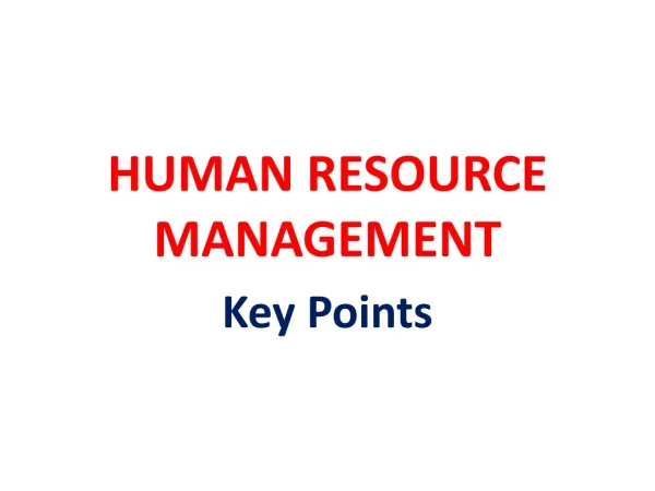 HUMAN RESOURCE MANAGEMENT