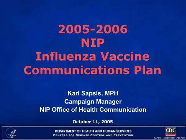 2005-2006 NIP Influenza Vaccine Communications Plan