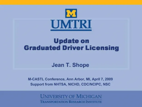 Update on Graduated Driver Licensing