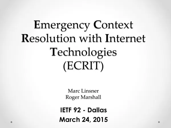 IETF 92 - Dallas March 24, 2015