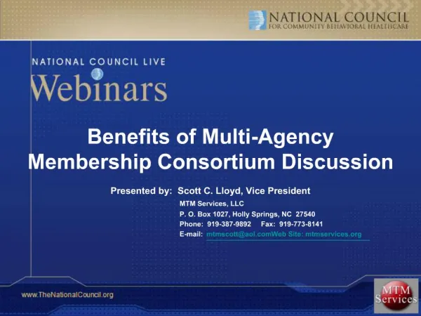 Benefits of Multi-Agency Membership Consortium Discussion