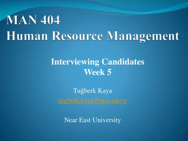 MAN 404 Human Resource Management
