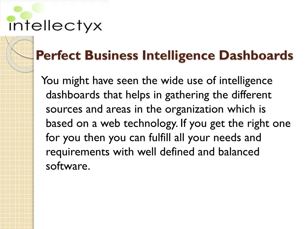 perfect business intelligence dashboards