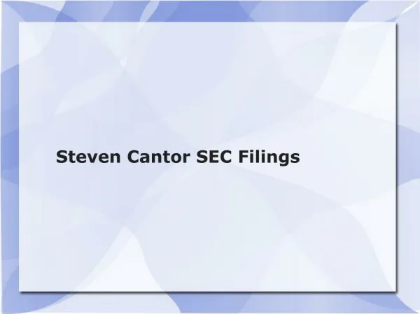 Steven Cantor SEC Filings