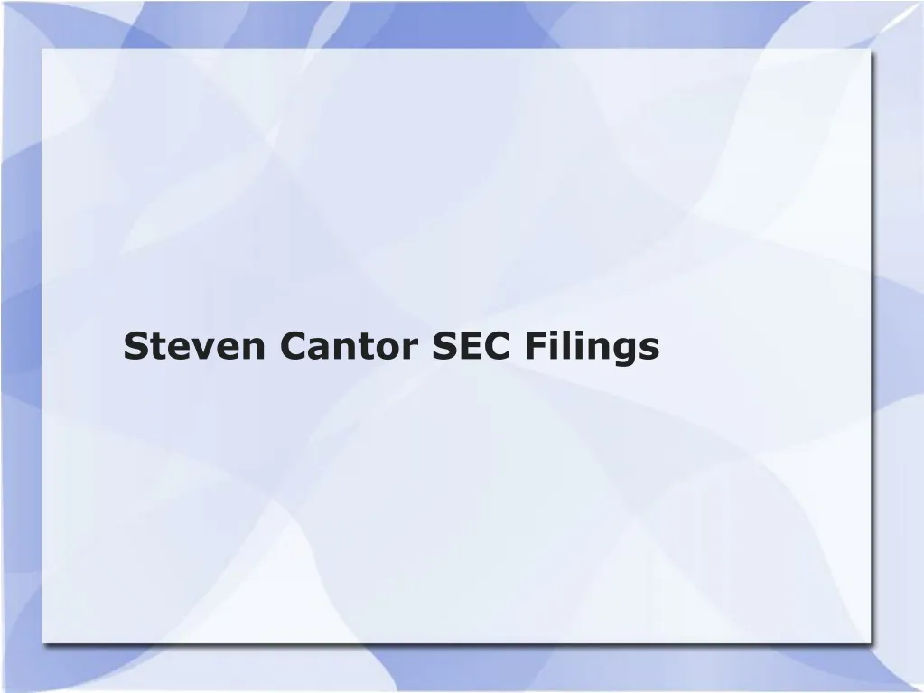 steven cantor sec filings