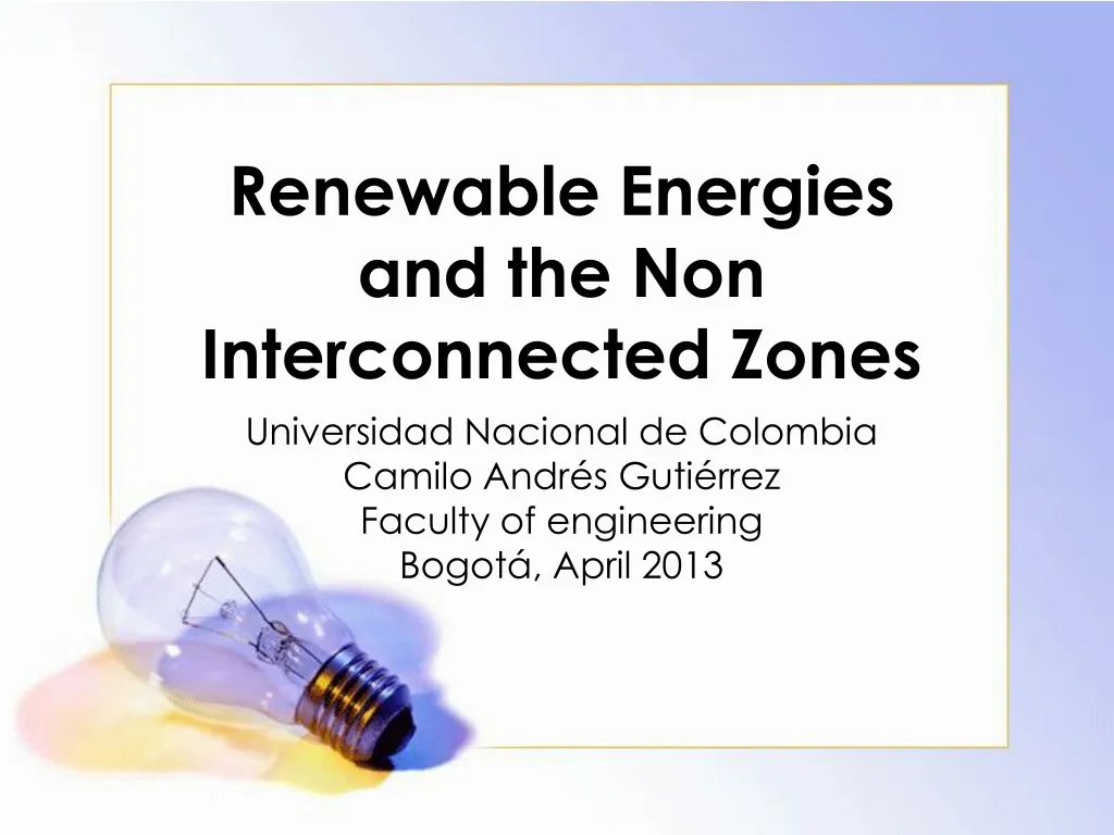renewable energies and the non interconnected zones