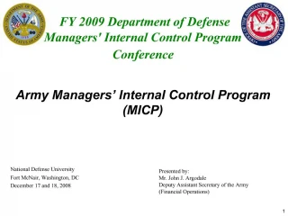 FY 2009 Department of Defense Managers Internal Control Program Conference - slide 1