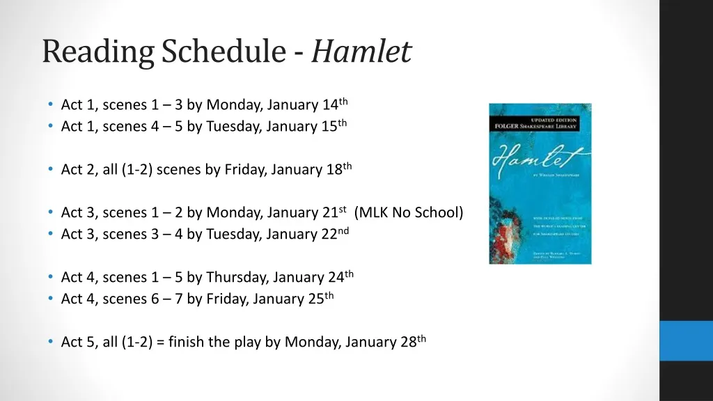 reading schedule hamlet