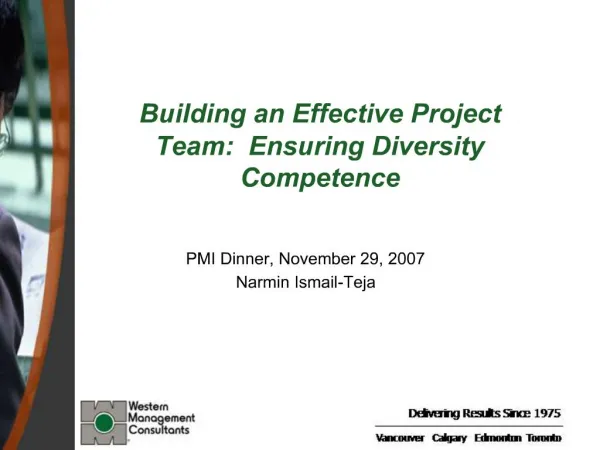 Building an Effective Project Team: Ensuring Diversity Competence