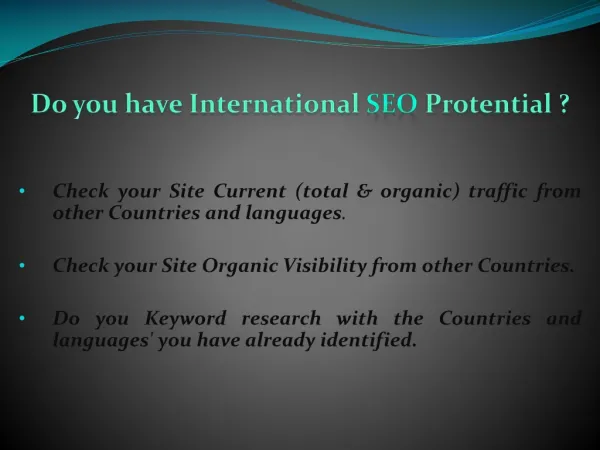 Do you have International SEO Protential ?