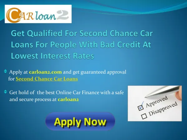 Second Chance Finance Car Loan