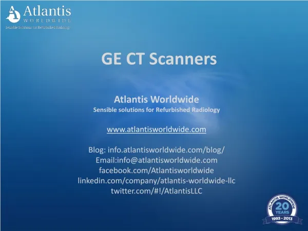 GE CT scanner from Atlantis Worldwide
