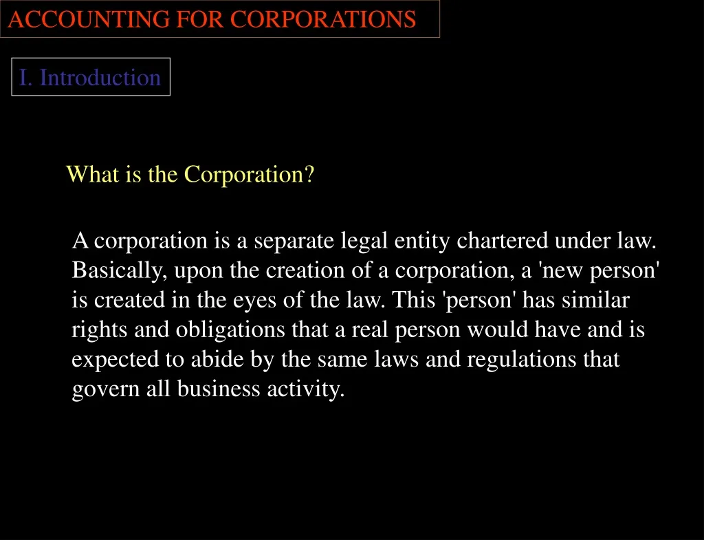 accounting for corporations