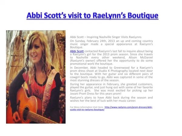 Abbi Scott’s visit to RaeLynn’s Boutique