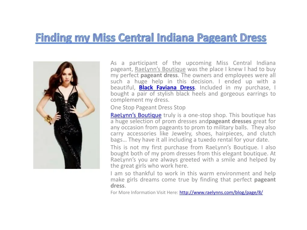 finding my miss central indiana pageant dress