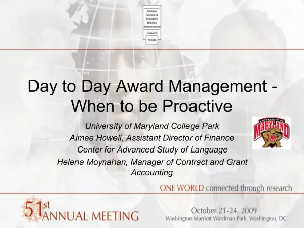 Day to Day Award Management - When to be Proactive