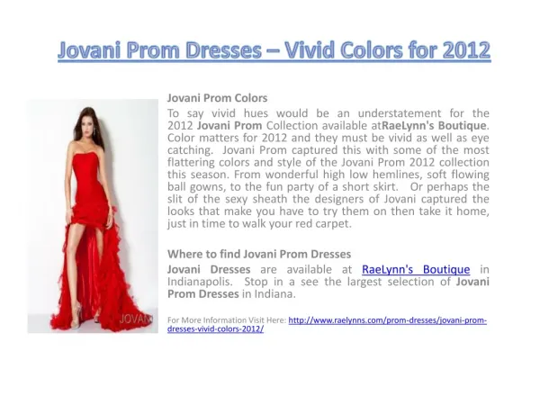 Jovani Prom Dresses – Vivid Colors for 2012