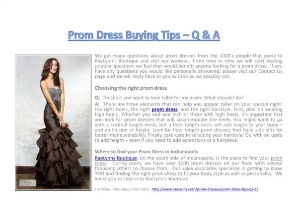 Prom Dress Buying Tips – Q