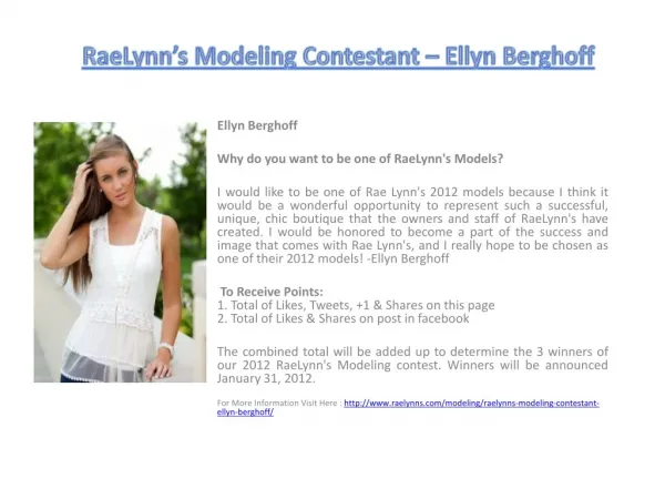 RaeLynn’s Modeling Contestant – Ellyn Berghoff