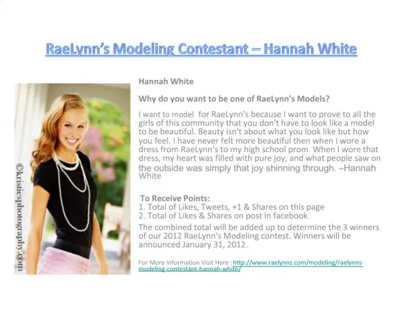 RaeLynn’s Modeling Contestant – Hannah White