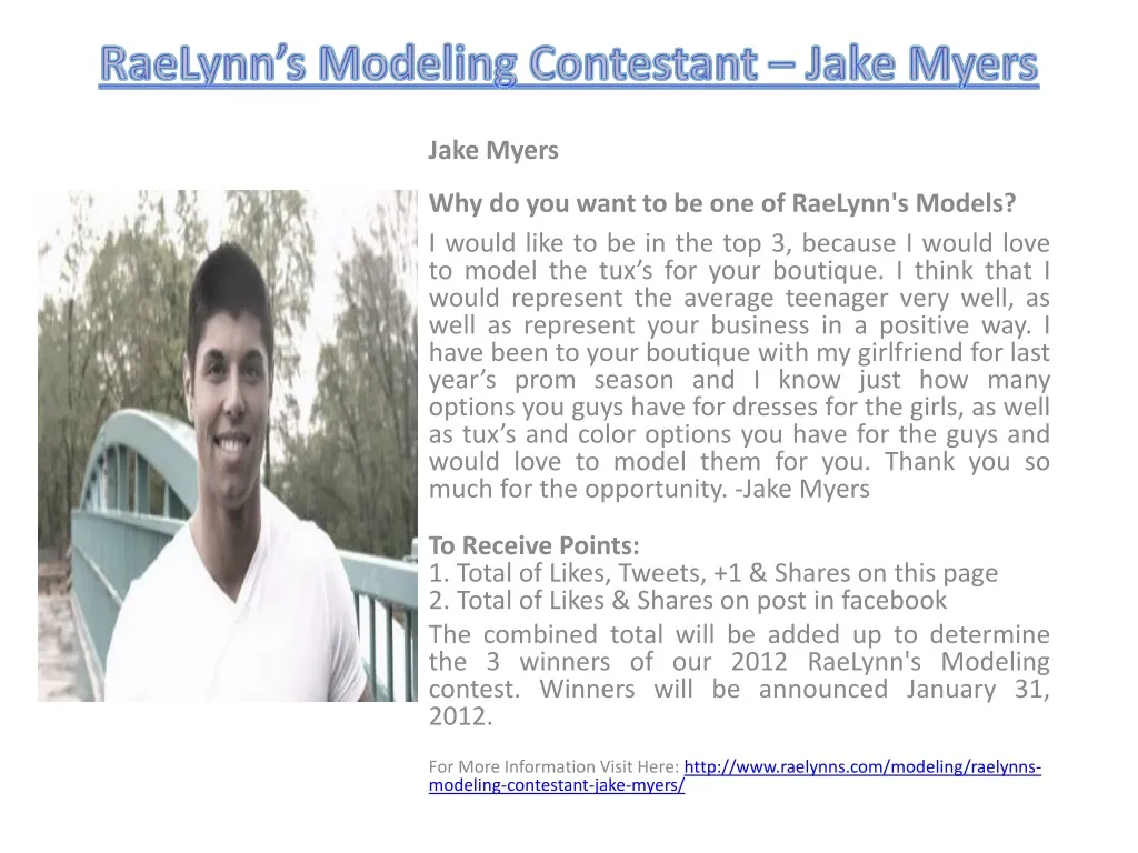 raelynn s modeling contestant jake myers