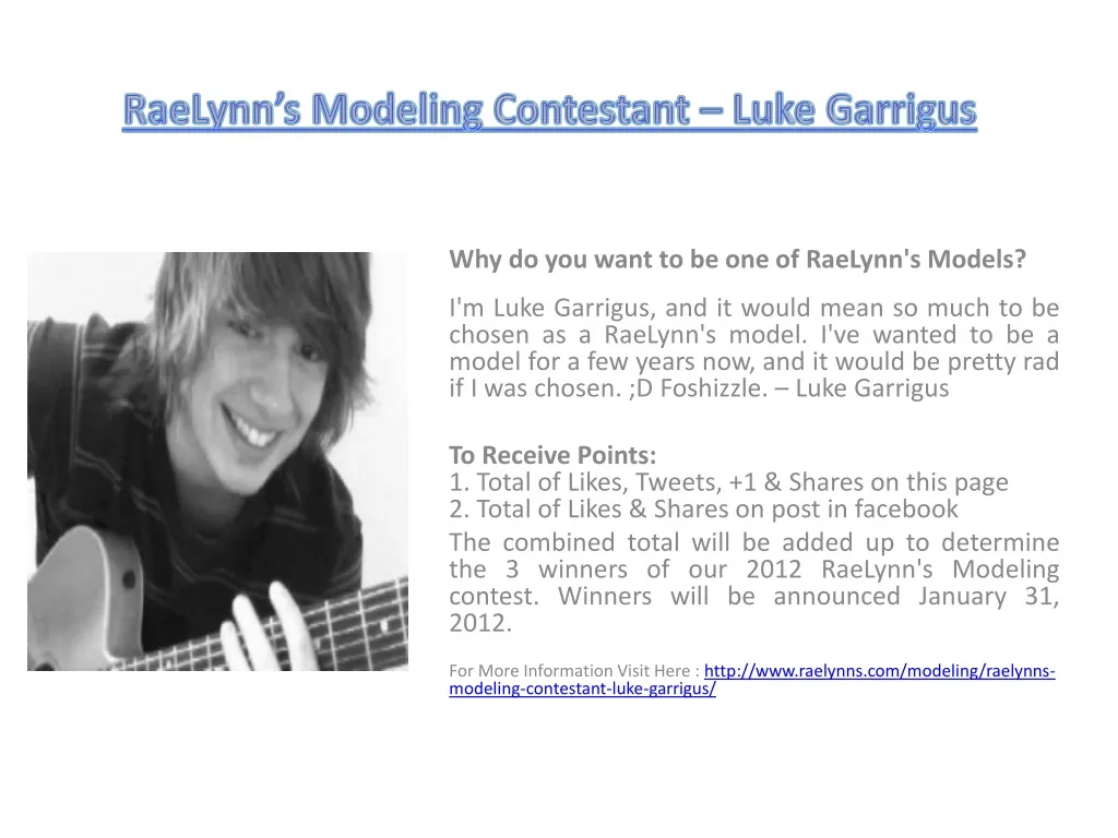 raelynn s modeling contestant luke garrigus