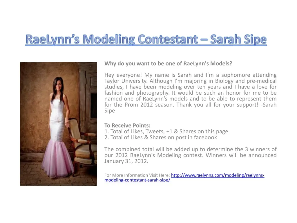 raelynn s modeling contestant sarah sipe