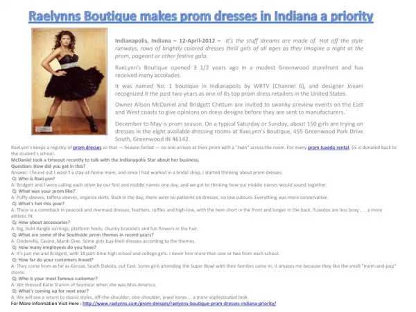 Raelynns Boutique makes prom dresses in Indiana a