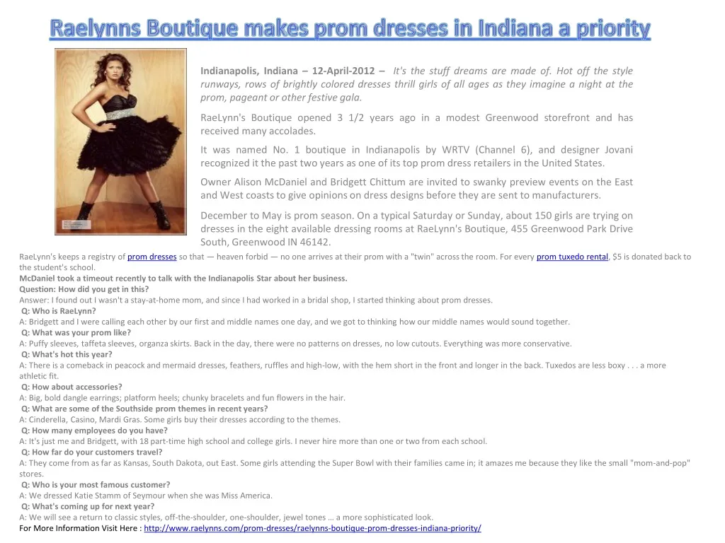 raelynns boutique makes prom dresses in indiana a priority