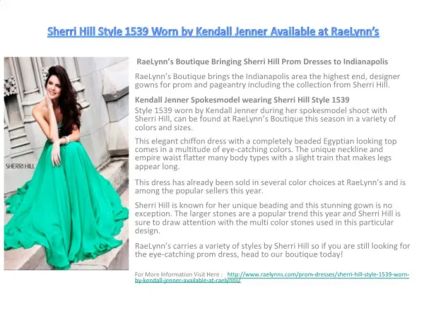 Sherri Hill Style 1539 Worn by Kendall Jenner