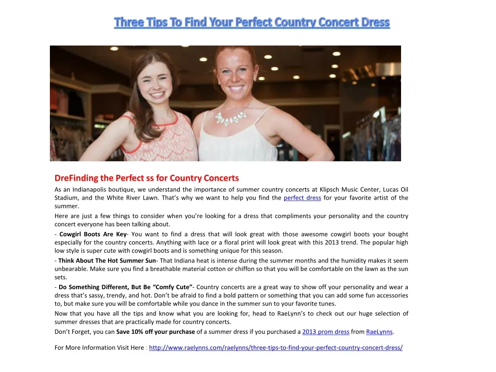 three tips to find your perfect country concert dress