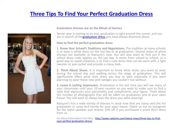 Three Tips To Find Your Perfect Graduation Dress