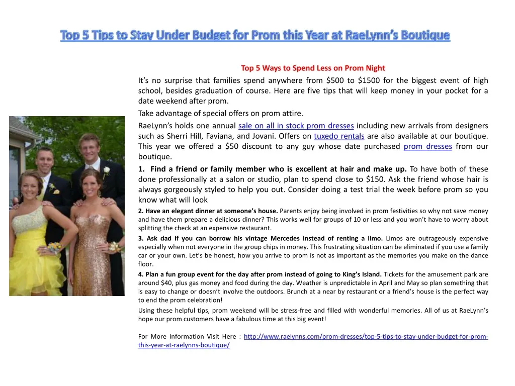 top 5 tips to stay under budget for prom this year at raelynn s boutique