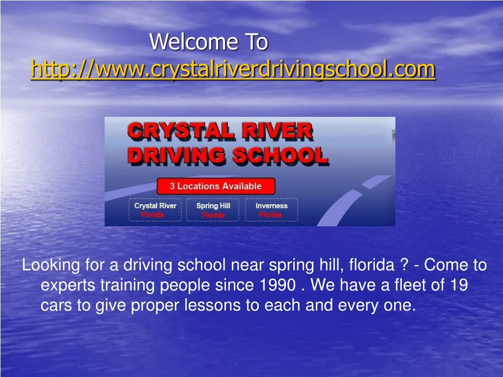 welcome to http www crystalriverdrivingschool com