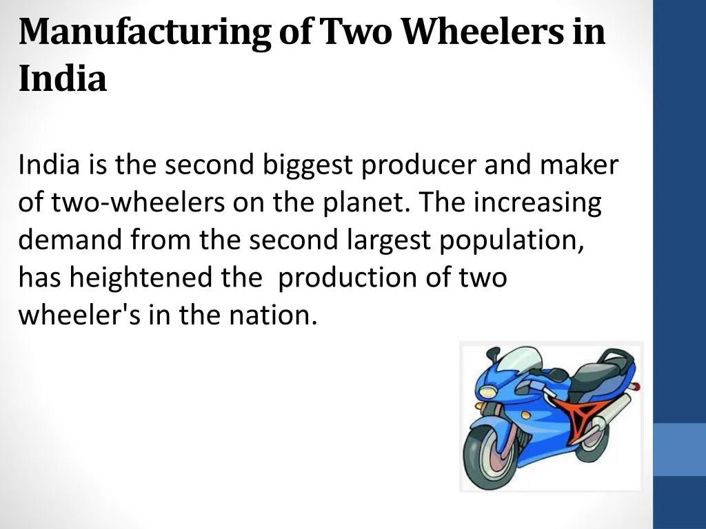 manufacturing of two wheelers in india