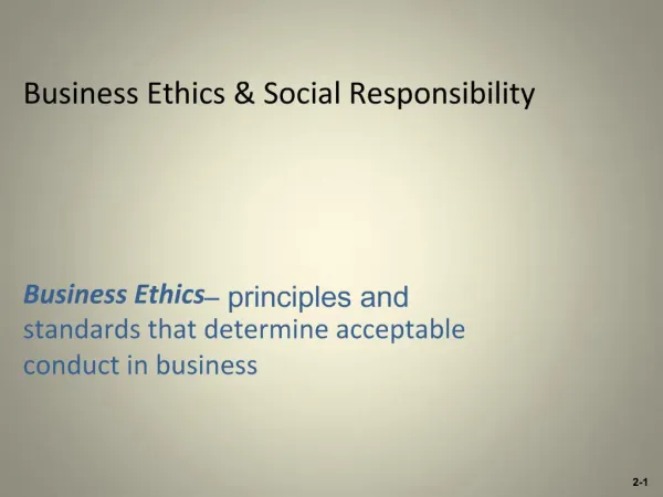 Business Ethics Social Responsibility