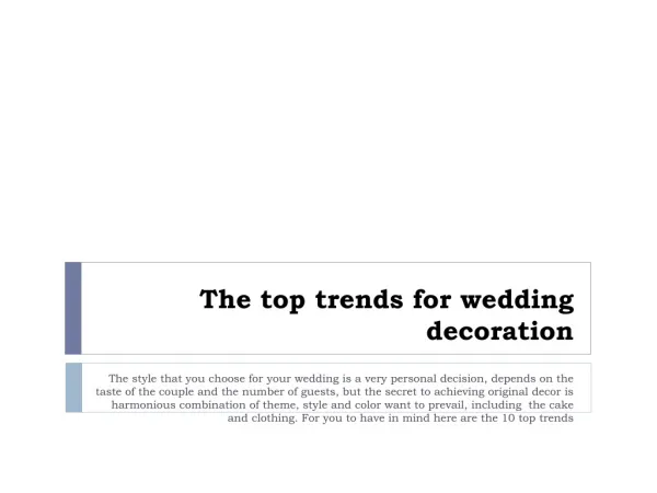 The 10 top trends for wedding decoration
