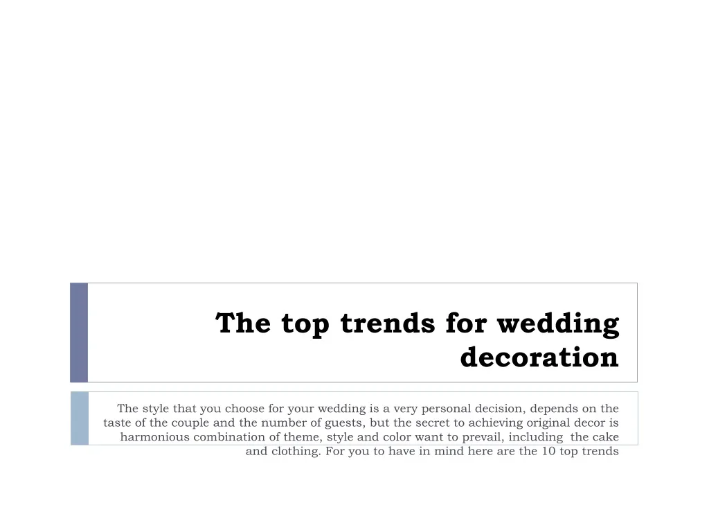 the top trends for wedding decoration