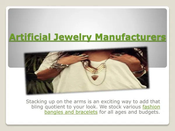 Artificial Jewelry Manufacturers