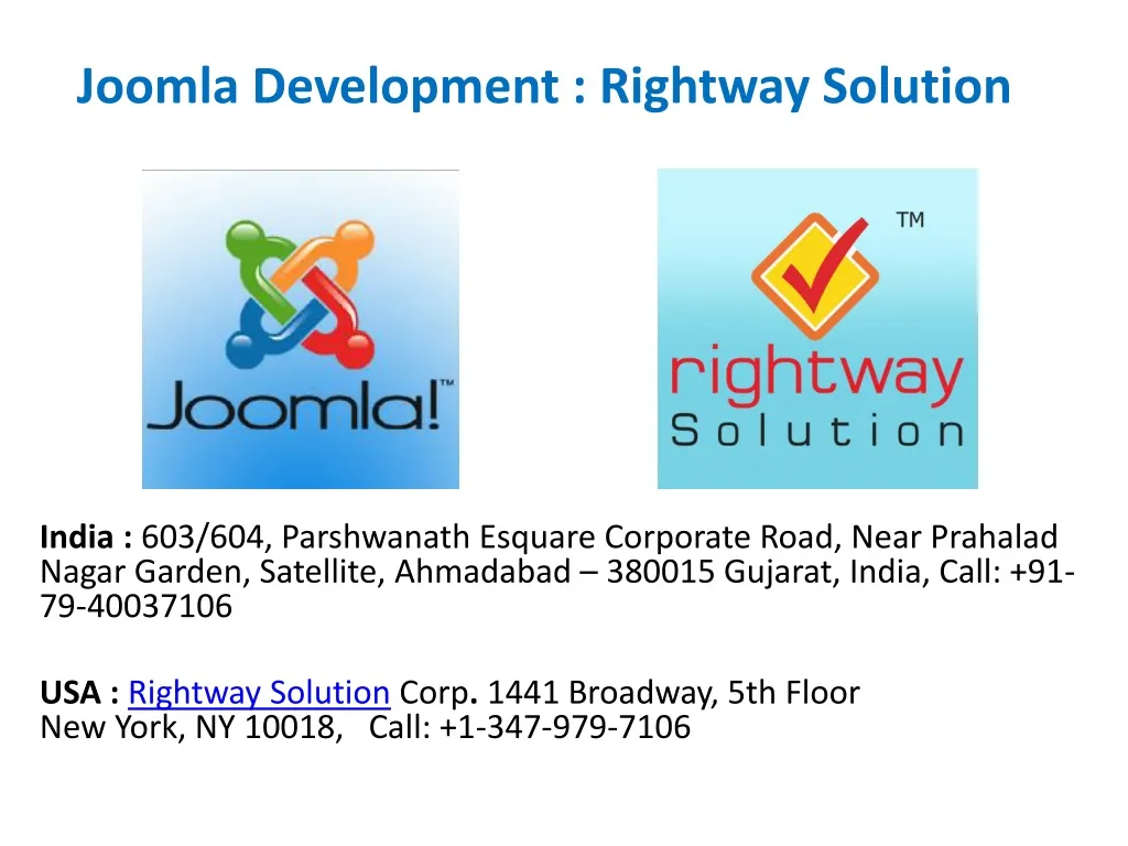 joomla development rightway solution