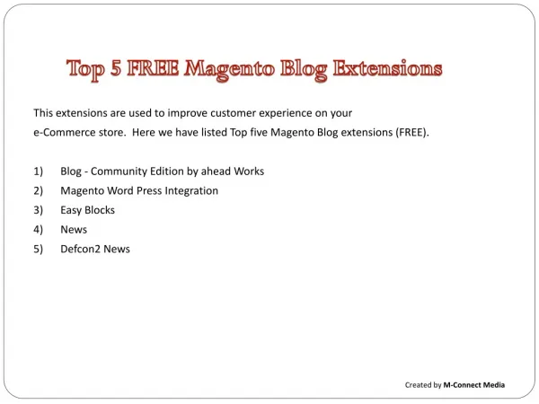Top Five Free Magento Blog Tool Extensions