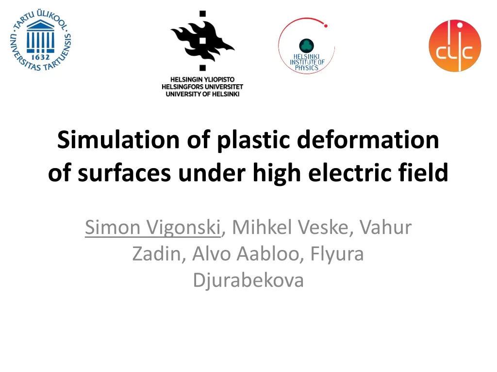 simulation of plastic deformation of surfaces under high electric field