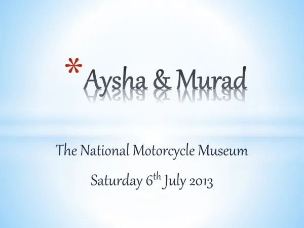 National Motorcycle Museum Presentation for EntranceTV Scree
