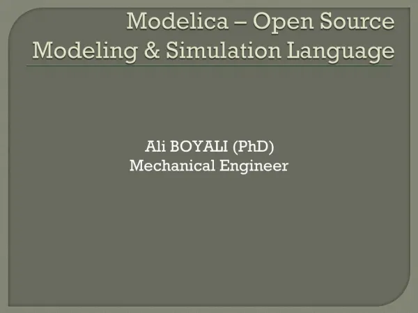Modelica Open Source Modeling Simulation Language