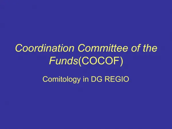 Coordination Committee of the FundsCOCOF