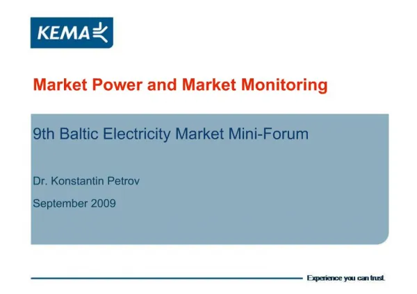 Market Power and Market Monitoring